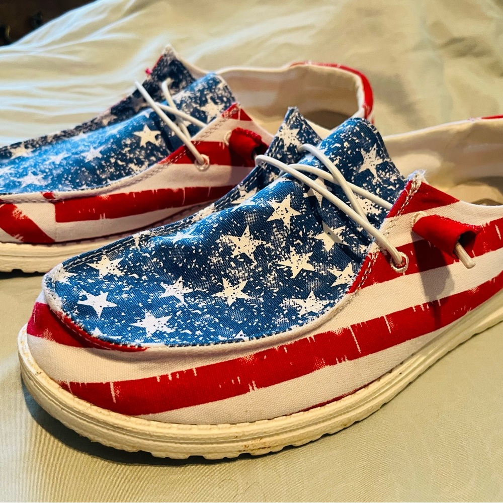 Hey Dude Women's Stars and Stripes Shoes - Red, White, and Blue